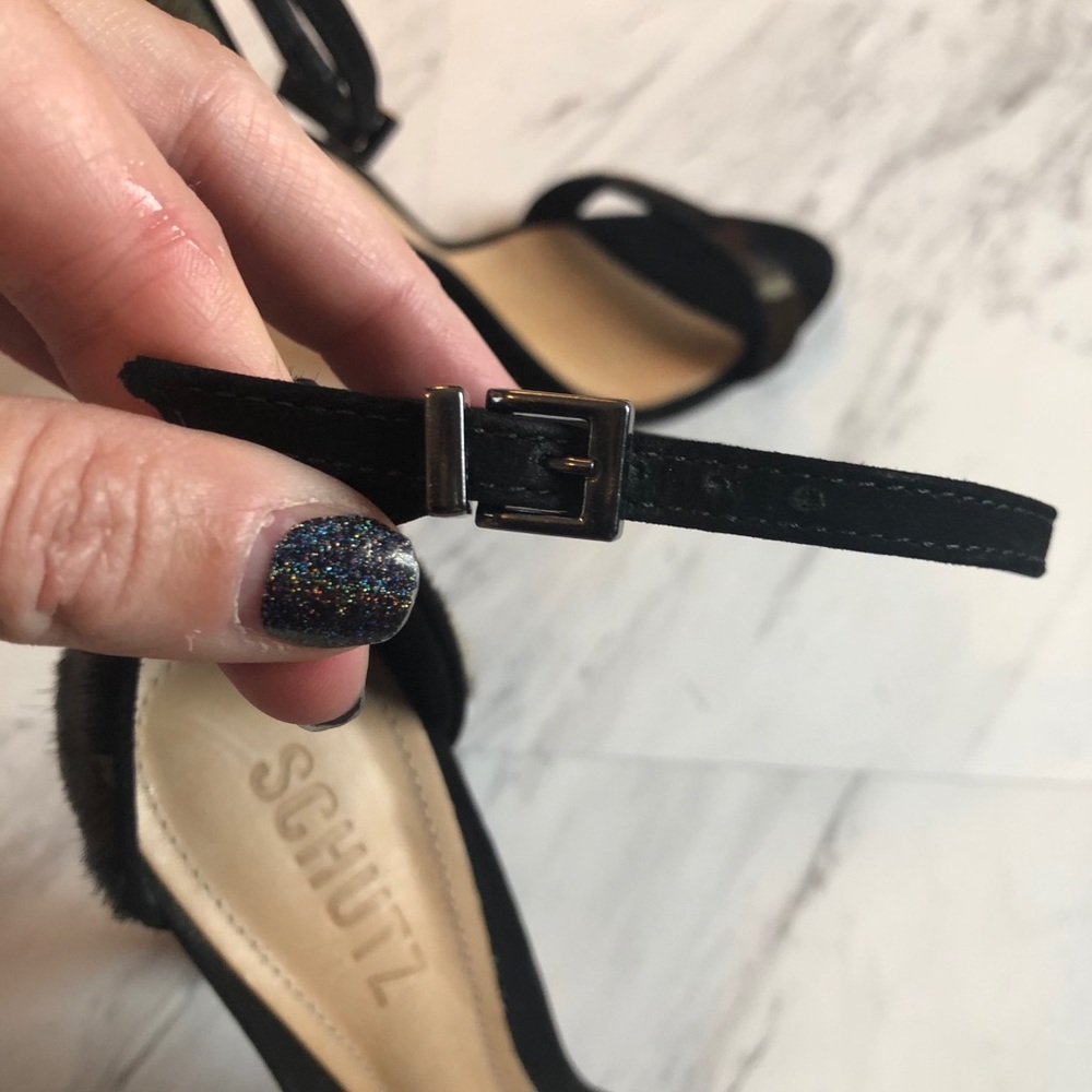 Schutz Nelita Camo Calf Hair Heel 7 - Picture 7 of 9